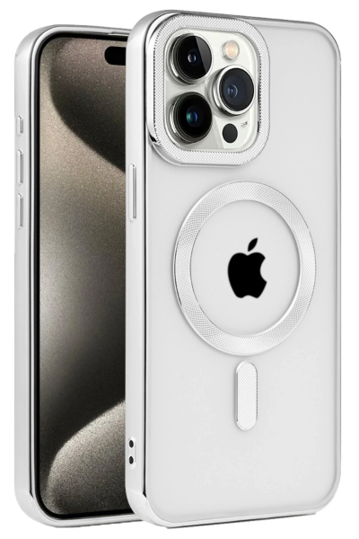 Newface iPhone 15 Pro Kılıf Kronos Magsafe Kapak - Gümüş resmi