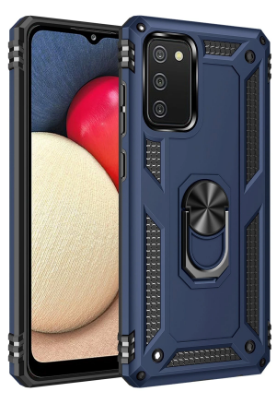 Newface Samsung Galaxy A02S Kılıf Sofya Yüzüklü Silikon Kapak - Lacivert resmi