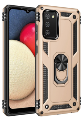 Newface Samsung Galaxy A02S Kılıf Sofya Yüzüklü Silikon Kapak - Gold resmi