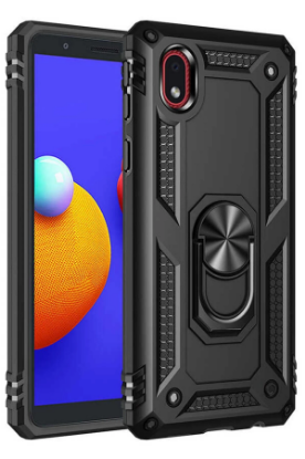 Newface Samsung Galaxy A01 Core Kılıf Sofya Yüzüklü Silikon Kapak - Siyah resmi