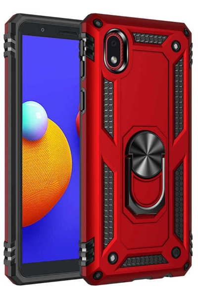 Newface Samsung Galaxy A01 Core Kılıf Sofya Yüzüklü Silikon Kapak - Kırmızı resmi