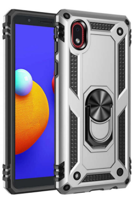 Newface Samsung Galaxy A01 Core Kılıf Sofya Yüzüklü Silikon Kapak - Gümüş resmi