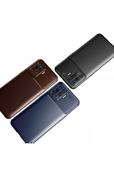 Newface Oppo Reno 5 Lite Kılıf Auto Focus Karbon Kapak - Lacivert resmi