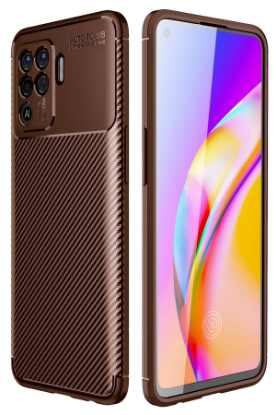 Newface Oppo Reno 5 Lite Kılıf Auto Focus Karbon Kapak - Kahverengi resmi