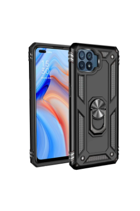 Newface Oppo Reno 4 Lite Kılıf Sofya Yüzüklü Silikon Kapak - Siyah resmi