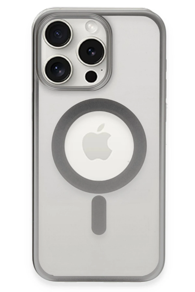Newface iPhone 15 Pro Kılıf Erozi Magsafe Kapak - Gümüş resmi