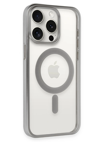 Newface iPhone 15 Pro Kılıf Erozi Magsafe Kapak - Gümüş resmi