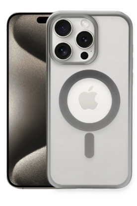 Newface iPhone 15 Pro Max Kılıf Erozi Magsafe Kapak - Gümüş resmi