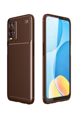 Newface Oppo A54 4G Kılıf Auto Focus Karbon Kapak - Kahverengi resmi