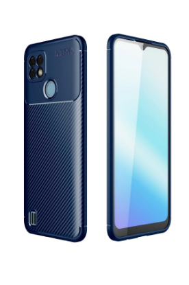 Newface Realme C21 Kılıf Auto Focus Karbon Kapak - Lacivert resmi