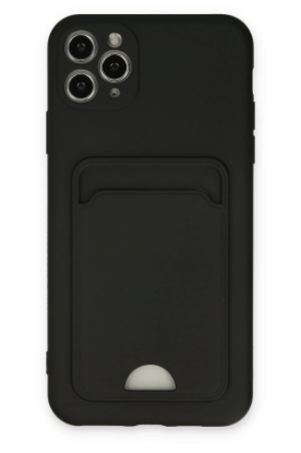 Newface iPhone 11 Pro Max Kılıf Kelvin Kartvizitli Silikon - Siyah resmi