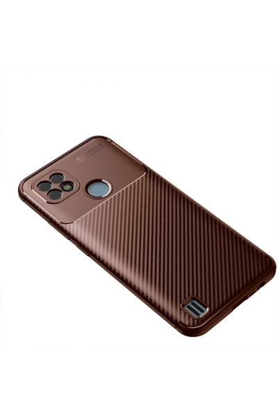 Newface Realme C21 Kılıf Auto Focus Karbon Kapak - Kahverengi resmi