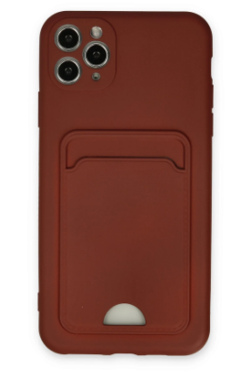 Newface iPhone 11 Pro Max Kılıf Kelvin Kartvizitli Silikon - Bordo resmi