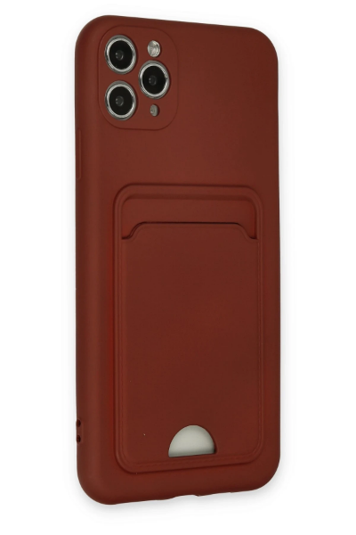 Newface iPhone 11 Pro Max Kılıf Kelvin Kartvizitli Silikon - Bordo resmi