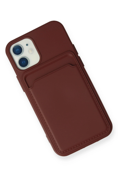 Newface iPhone 12 Mini Kılıf Kelvin Kartvizitli Silikon - Bordo resmi