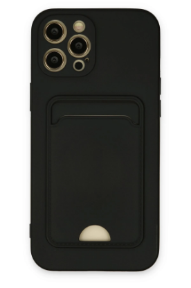Newface iPhone 12 Pro Max Kılıf Kelvin Kartvizitli Silikon - Siyah resmi