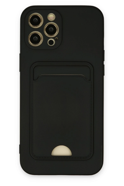 Newface iPhone 12 Pro Max Kılıf Kelvin Kartvizitli Silikon - Siyah resmi