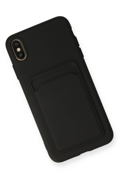 Newface iPhone XS Max Kılıf Kelvin Kartvizitli Silikon - Siyah resmi