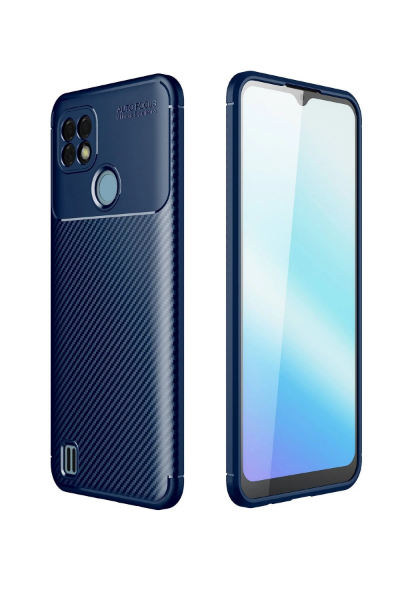 Newface Realme C25 Kılıf Auto Focus Karbon Kapak - Lacivert resmi