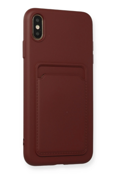 Newface iPhone XS Max Kılıf Kelvin Kartvizitli Silikon - Bordo resmi