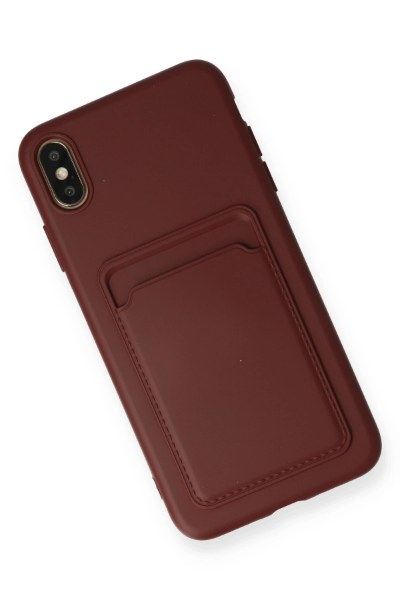 Newface iPhone XS Max Kılıf Kelvin Kartvizitli Silikon - Bordo resmi