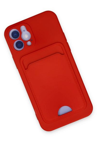 Newface iPhone 12 Kılıf Kelvin Kartvizitli Silikon - Kırmızı resmi