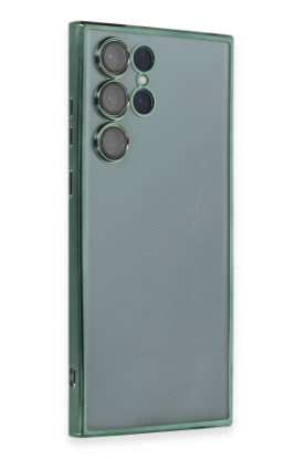 Newface Samsung Galaxy S22 Ultra Kılıf Razer Lensli Silikon - Yeşil resmi