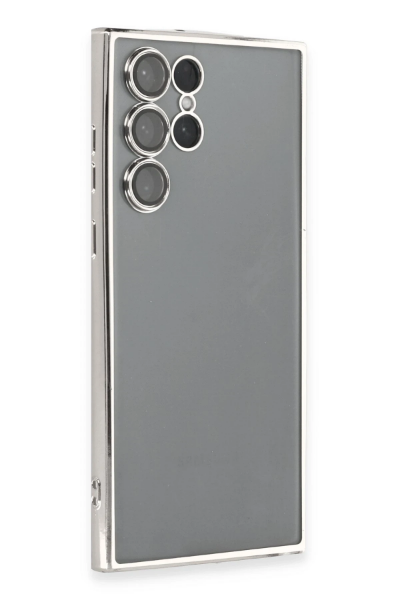 Newface Samsung Galaxy S22 Ultra Kılıf Razer Lensli Silikon - Gümüş resmi
