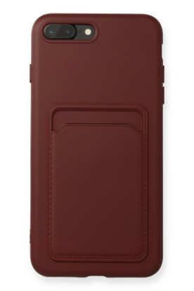 Newface iPhone 7 Plus Kılıf Kelvin Kartvizitli Silikon - Bordo resmi
