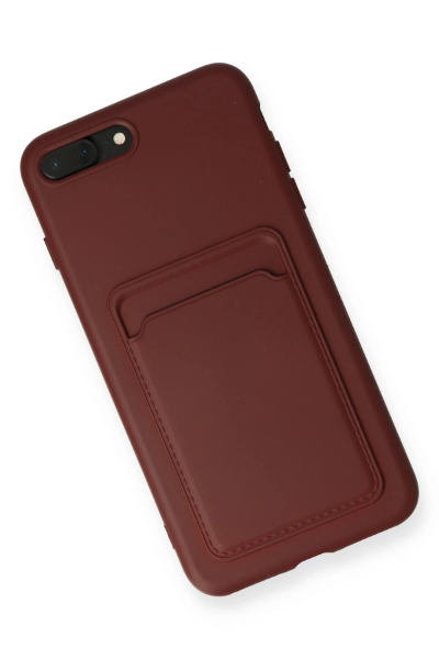 Newface iPhone 7 Plus Kılıf Kelvin Kartvizitli Silikon - Bordo resmi