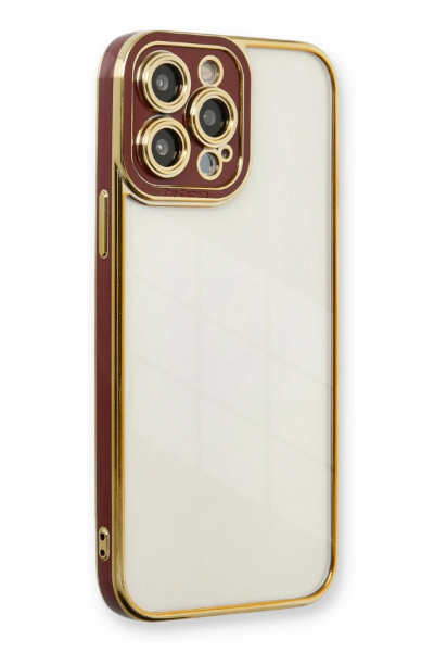 Newface iPhone 13 Pro Kılıf Liva Lens Silikon - Bordo resmi
