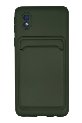 Newface Samsung Galaxy A01 Core Kılıf Kelvin Kartvizitli Silikon - Koyu Yeşil resmi