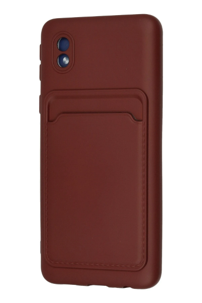 Newface Samsung Galaxy A01 Core Kılıf Kelvin Kartvizitli Silikon - Bordo resmi