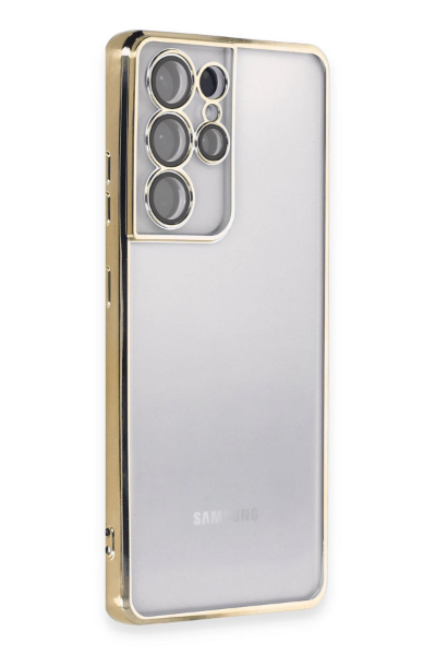 Newface Samsung Galaxy S21 Ultra Kılıf Razer Lensli Silikon - Gold resmi