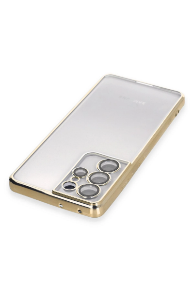 Newface Samsung Galaxy S21 Ultra Kılıf Razer Lensli Silikon - Gold resmi