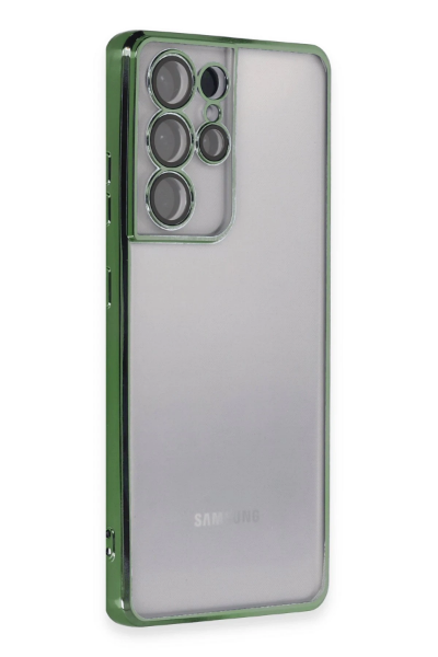 Newface Samsung Galaxy S21 Ultra Kılıf Razer Lensli Silikon - Yeşil resmi