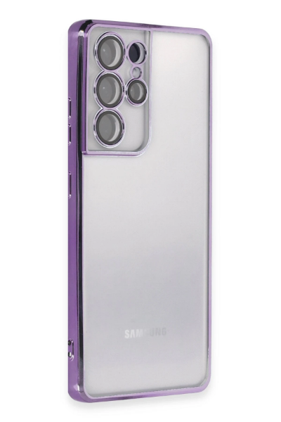 Newface Samsung Galaxy S21 Ultra Kılıf Razer Lensli Silikon - Mor resmi