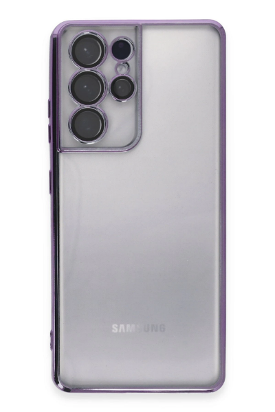 Newface Samsung Galaxy S21 Ultra Kılıf Razer Lensli Silikon - Mor resmi