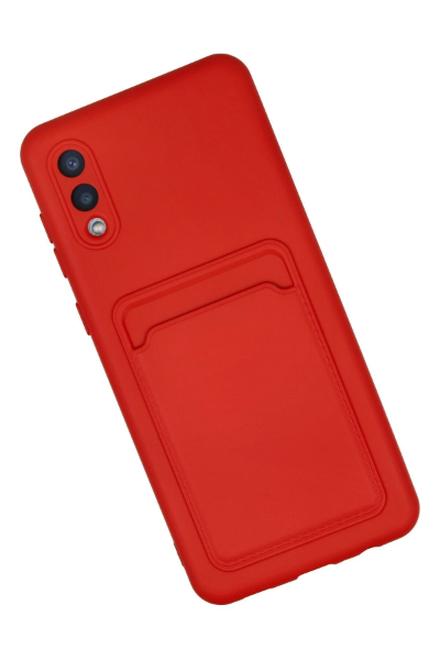 Newface Samsung Galaxy A02 Kılıf Kelvin Kartvizitli Silikon - Kırmızı resmi