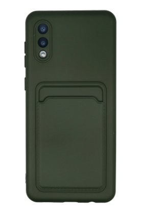 Newface Samsung Galaxy A02 Kılıf Kelvin Kartvizitli Silikon - Koyu Yeşil resmi