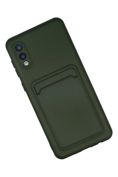 Newface Samsung Galaxy A02 Kılıf Kelvin Kartvizitli Silikon - Koyu Yeşil resmi