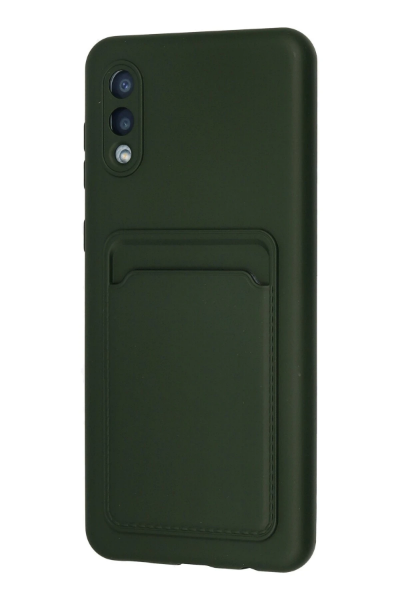 Newface Samsung Galaxy A02 Kılıf Kelvin Kartvizitli Silikon - Koyu Yeşil resmi