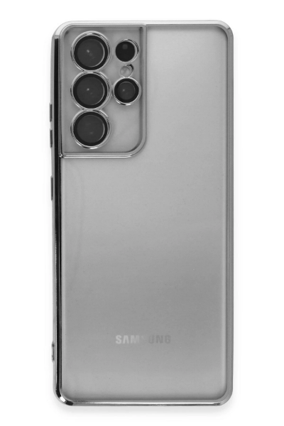 Newface Samsung Galaxy S21 Ultra Kılıf Razer Lensli Silikon - Gümüş resmi