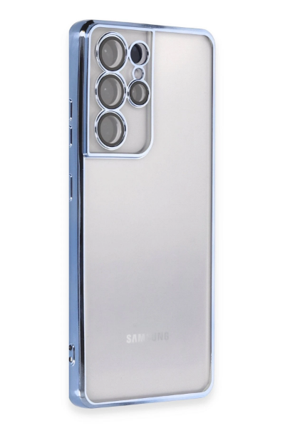Newface Samsung Galaxy S21 Ultra Kılıf Razer Lensli Silikon - Açık Mavi resmi