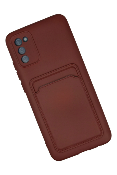 Newface Samsung Galaxy A02S Kılıf Kelvin Kartvizitli Silikon - Bordo resmi