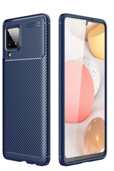 Newface Samsung Galaxy A22 Kılıf Auto Focus Karbon Kapak - Lacivert resmi