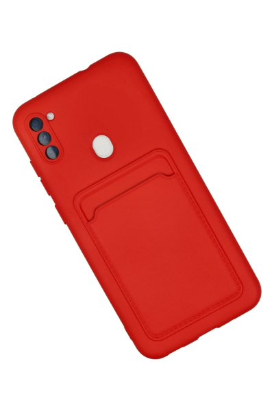 Newface Samsung Galaxy A11 Kılıf Kelvin Kartvizitli Silikon - Kırmızı resmi