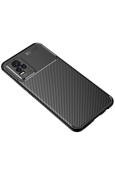 Newface Vivo Y21S Kılıf Auto Focus Karbon Kapak - Siyah resmi