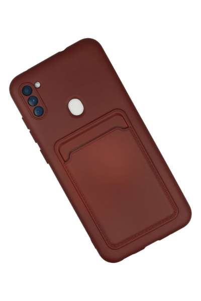 Newface Samsung Galaxy A11 Kılıf Kelvin Kartvizitli Silikon - Bordo resmi