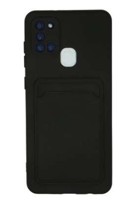 Newface Samsung Galaxy A21S Kılıf Kelvin Kartvizitli Silikon - Siyah resmi